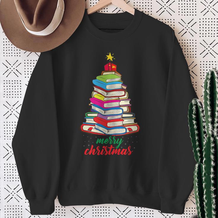 Merry Christmas Tree Book Reading Librarian Sweatshirt Gifts for Old Women Merry Christmas Tree Book Reading Librarian Sweatshirt Gifts for Old Women