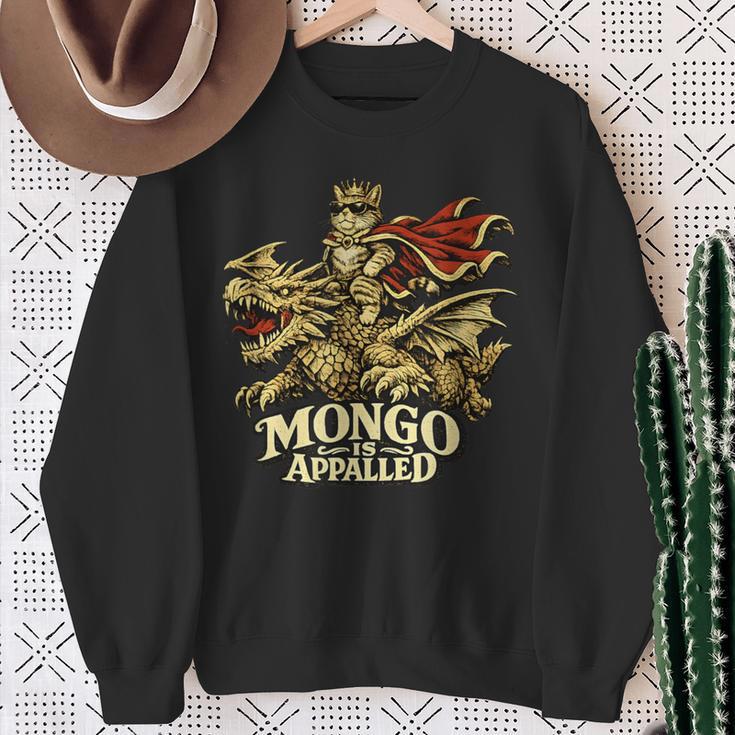 Mongo Is Appalled Princess Cat Riding Dinosaur Book Lover Sweatshirt Gifts for Old Women
