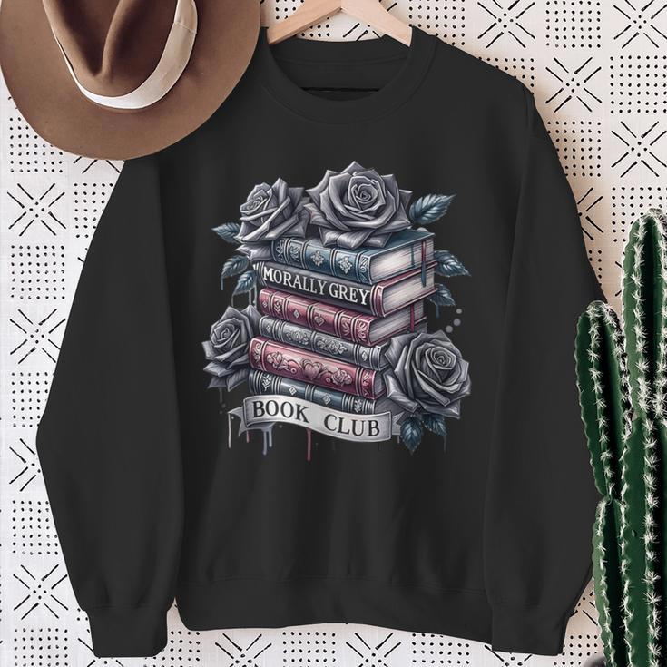Morally Grey Book Club Floral Book Lover Graphic Sweatshirt Gifts for Old Women