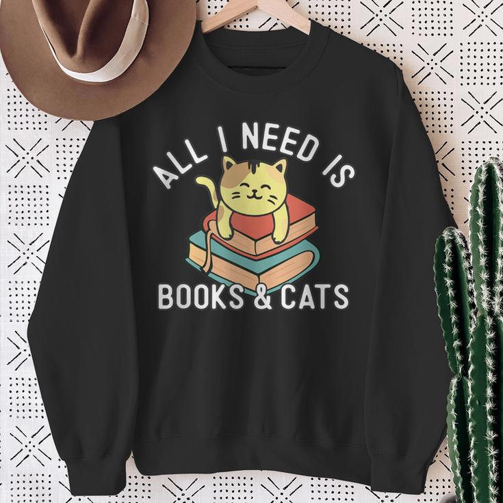 All I Need Is Books And Cats Mom Who Loves Reading Cat Lover Sweatshirt Gifts for Old Women All I Need Is Books And Cats Mom Who Loves Reading Cat Lover Sweatshirt Gifts for Old Women