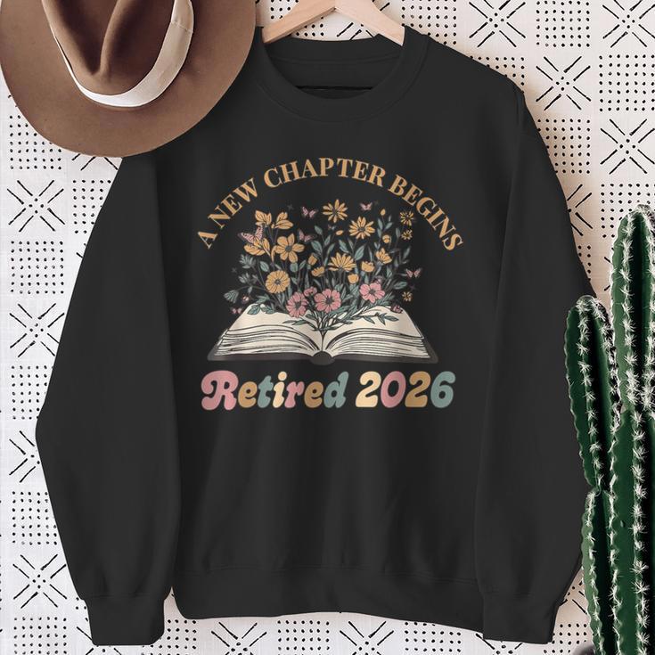 A New Chapter Begins Retirement Floral Book Retired 2026 Sweatshirt Gifts for Old Women