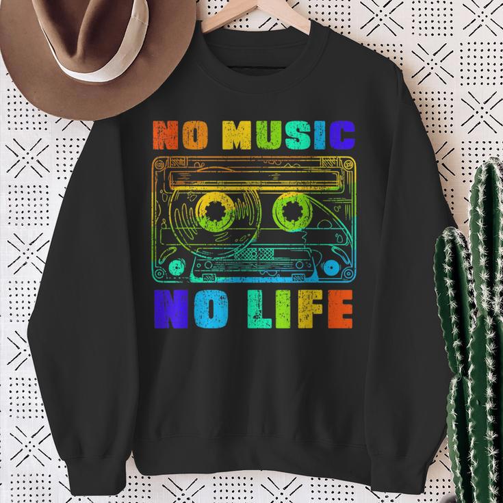 No Music No Life、ヴィンテージカセット音楽愛好家。 スウェットシャツ 年配の女性への贈り物