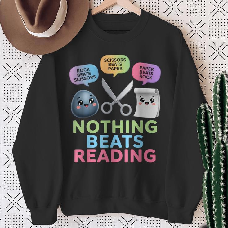 Nothing Beats Reading Rock Paper Scissors Game Book Lover Sweatshirt Gifts for Old Women Nothing Beats Reading Rock Paper Scissors Game Book Lover Sweatshirt Gifts for Old Women