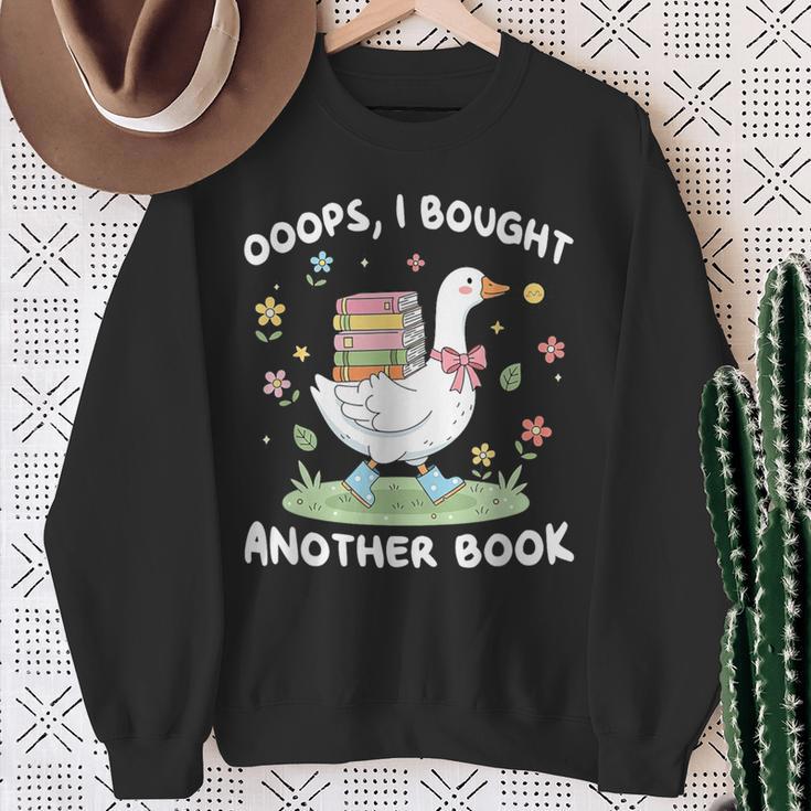 Oops I Bought Another Book Bookish Goose Reading Lover Nerd Sweatshirt Gifts for Old Women