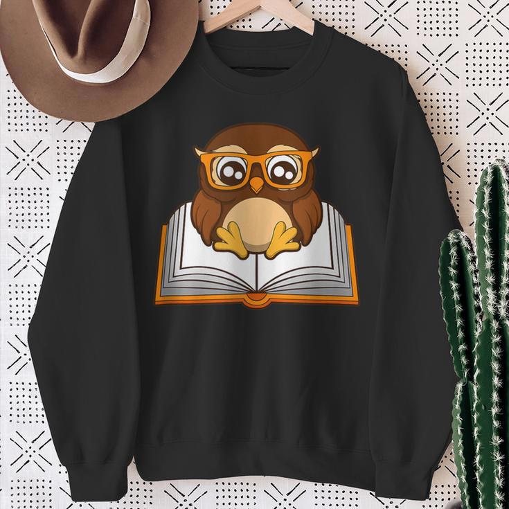 Owl Book Literature Book Reading Sweatshirt Gifts for Old Women