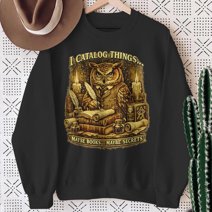 Owl Librarian Archivist Catalog Things Books Secrets Sweatshirt Gifts for Old Women Owl Librarian Archivist Catalog Things Books Secrets Sweatshirt Gifts for Old Women