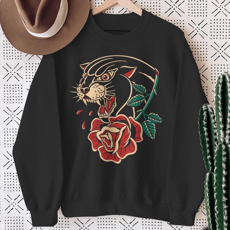 Panther Rose アメリカントラディショナルタトゥーインク オールドスクール スウェットシャツ 年配の女性への贈り物