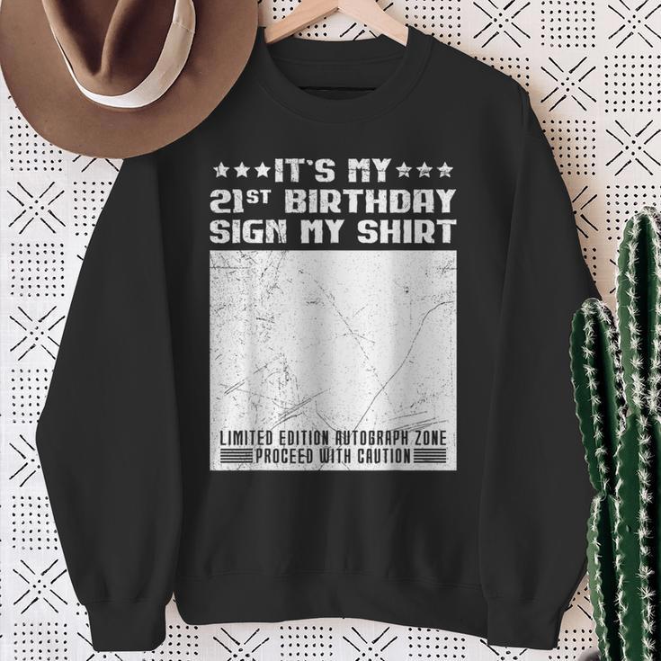 Party It's My 21st Birthday Sign My Shirt Guestbook Sweatshirt Gifts for Old Women