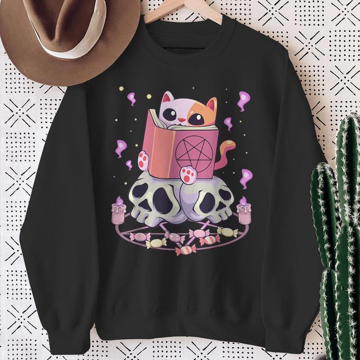 Pastel Goth Kawaii Occult Cute Cat Reading Pentacle Book For Men Women Sweatshirt Gifts for Old Women Pastel Goth Kawaii Occult Cute Cat Reading Pentacle Book For Men Women Sweatshirt Gifts for Old Women