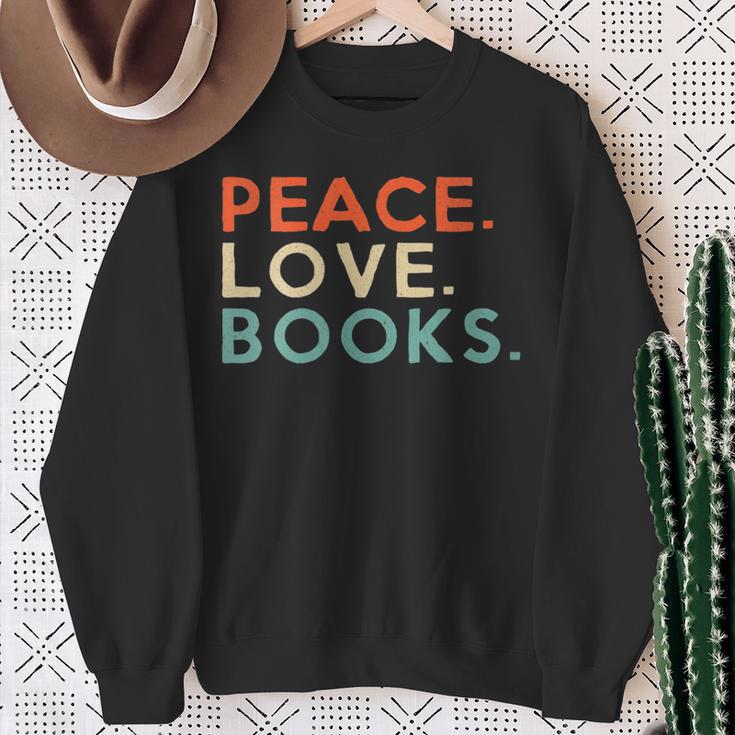Peace Love Books Book Lover Reading Read Tee Sweatshirt Gifts for Old Women