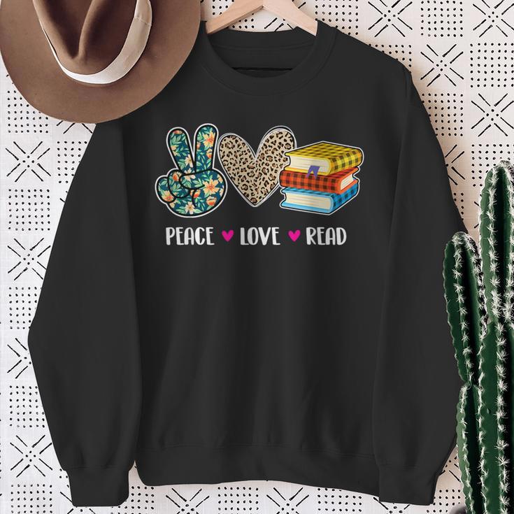 Peace Love Read Book Lover Reading Bookworm Reader Sweatshirt Gifts for Old Women