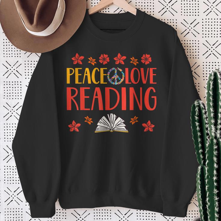 Peace Love Reading Book Nerd Book Geek Sweatshirt Gifts for Old Women