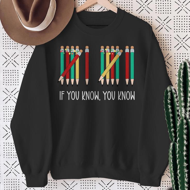 Pencil If You Know You Know 6 7 Reading Book Christmas Sweatshirt Gifts for Old Women