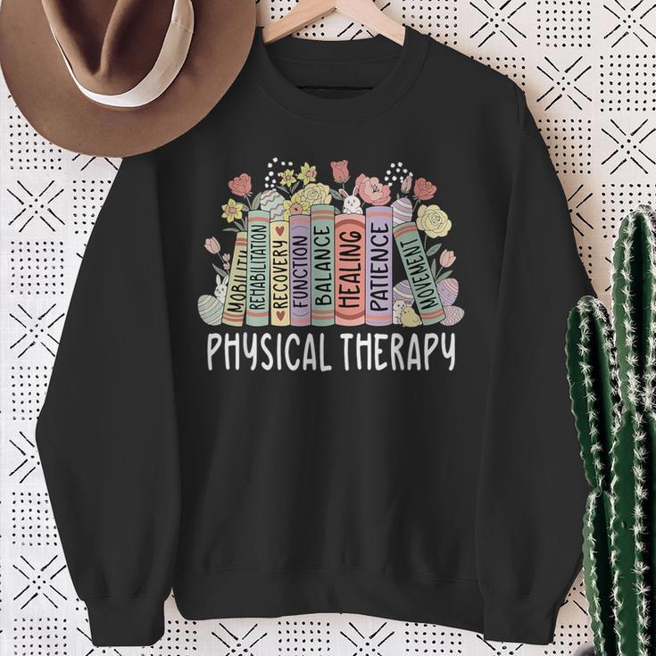 Physical Therapy Floral Book Easter PT Physical Therapist Sweatshirt Gifts for Old Women