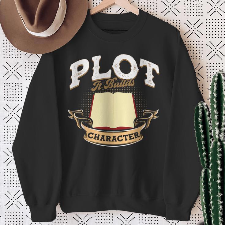 Plot It Builds Character Book Reading Sweatshirt Gifts for Old Women