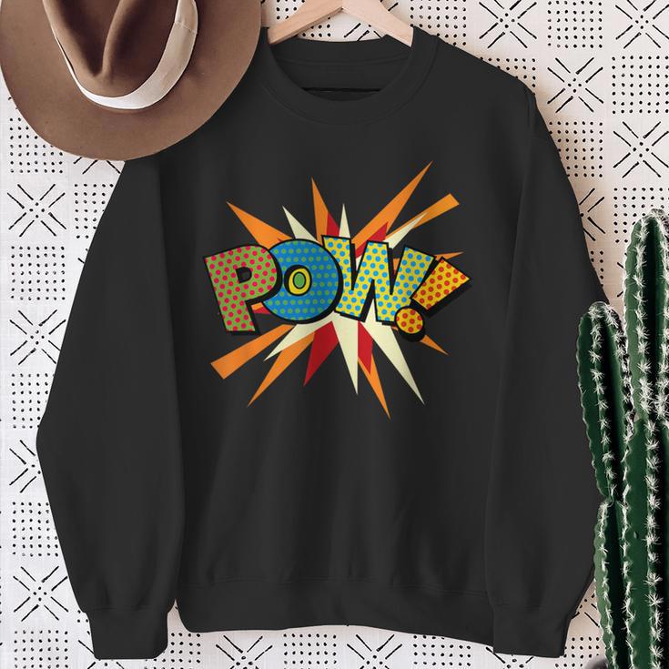 POW Colorful Comic Book Pop Art Fun Superhero Sweatshirt Gifts for Old Women