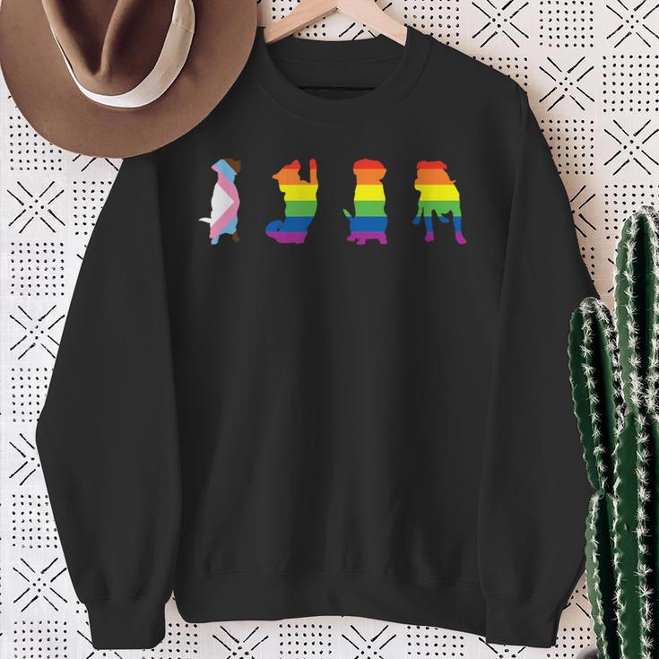 Progress Pride Cute Dog Lgbt プログレス ゲイ ペット好き スウェットシャツ 年配の女性への贈り物