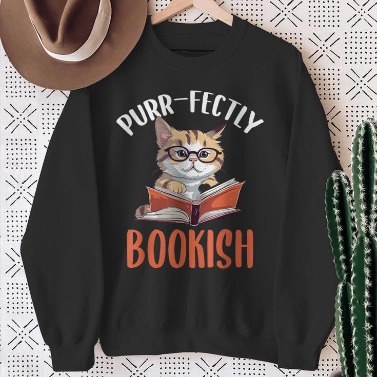 Purr-Fectly Bookish Cats And Books Sweatshirt Gifts for Old Women