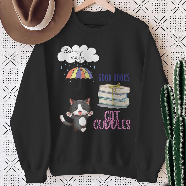 Rain Drops Rainy Days Umbrella Good Books Cute Cat Cuddles For Men Women Sweatshirt Gifts for Old Women Rain Drops Rainy Days Umbrella Good Books Cute Cat Cuddles For Men Women Sweatshirt Gifts for Old Women