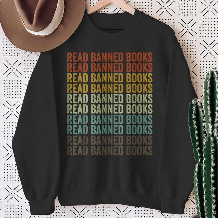 Read Banned Books Book Lover Reader Rainbow Banned Books Sweatshirt Gifts for Old Women