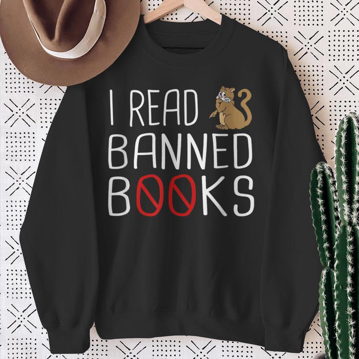 I Read Banned Books Cat Reading A Books Men Women Sweatshirt Gifts for Old Women I Read Banned Books Cat Reading A Books Men Women Sweatshirt Gifts for Old Women