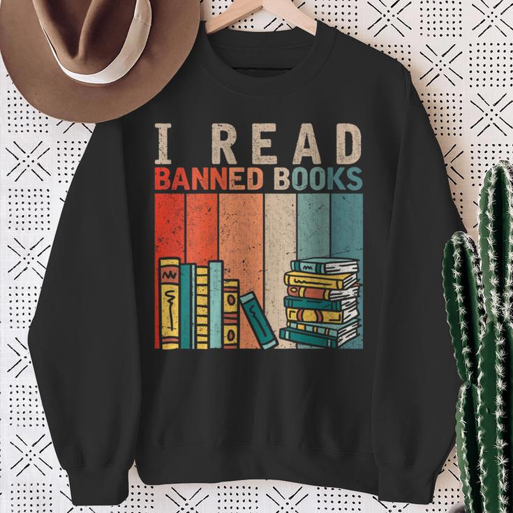I Read Banned Books Reader Bookworm Sweatshirt Gifts for Old Women