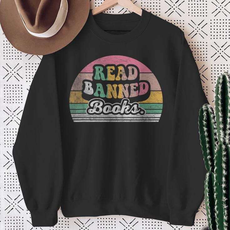 Read Banned Books Retro Style Graphic Sweatshirt Gifts for Old Women