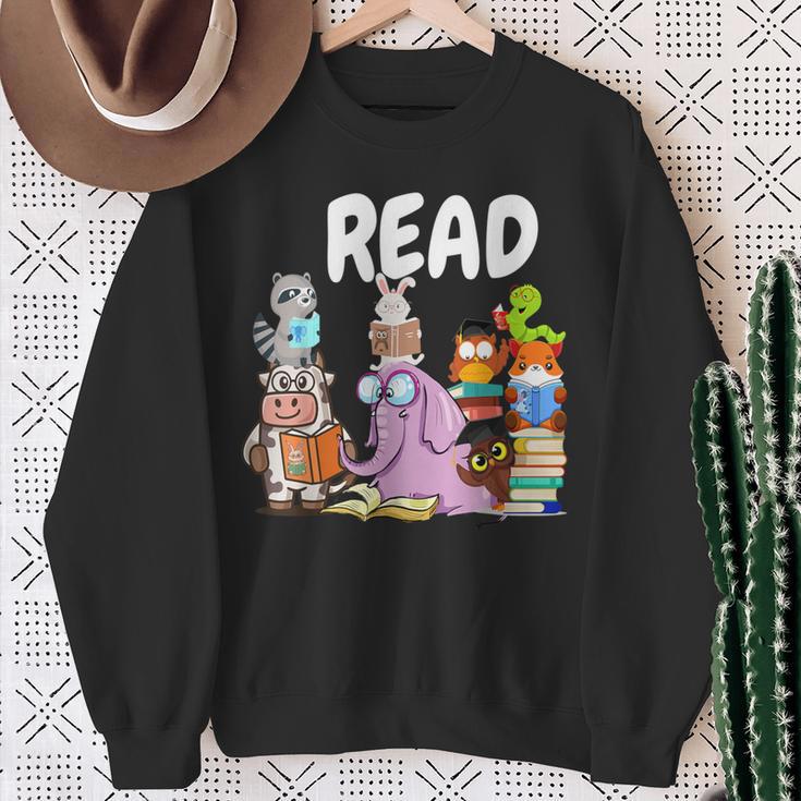 Read Book Club Piggie Elephant Pigeons Teacher Library For Men Women Kids Sweatshirt Gifts for Old Women