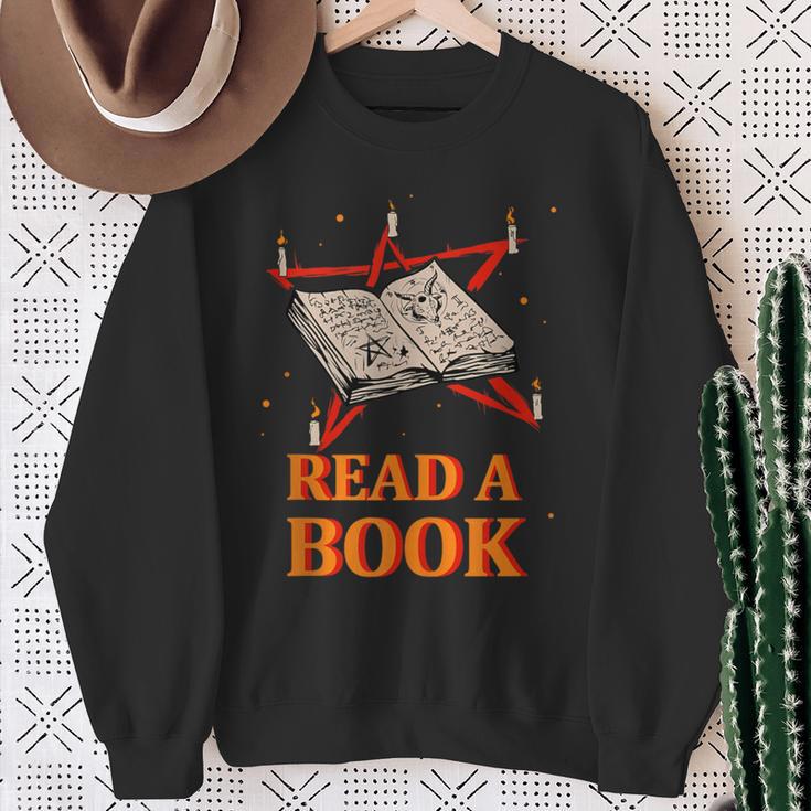 Read a Book Pentagram Satan Occult Goth Satanic Sweatshirt Gifts for Old Women