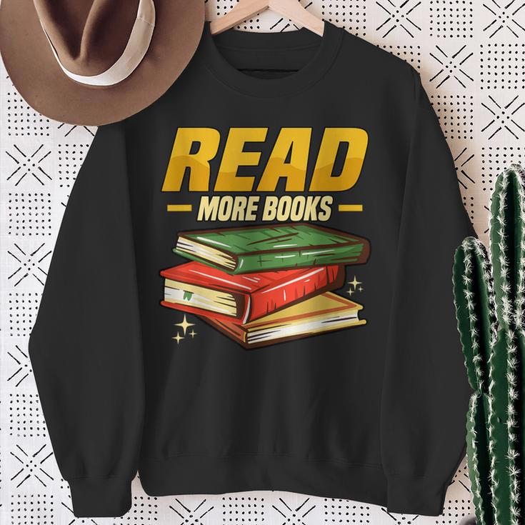 Read More Books Book Worm Library Nerds Librarian Sweatshirt Gifts for Old Women