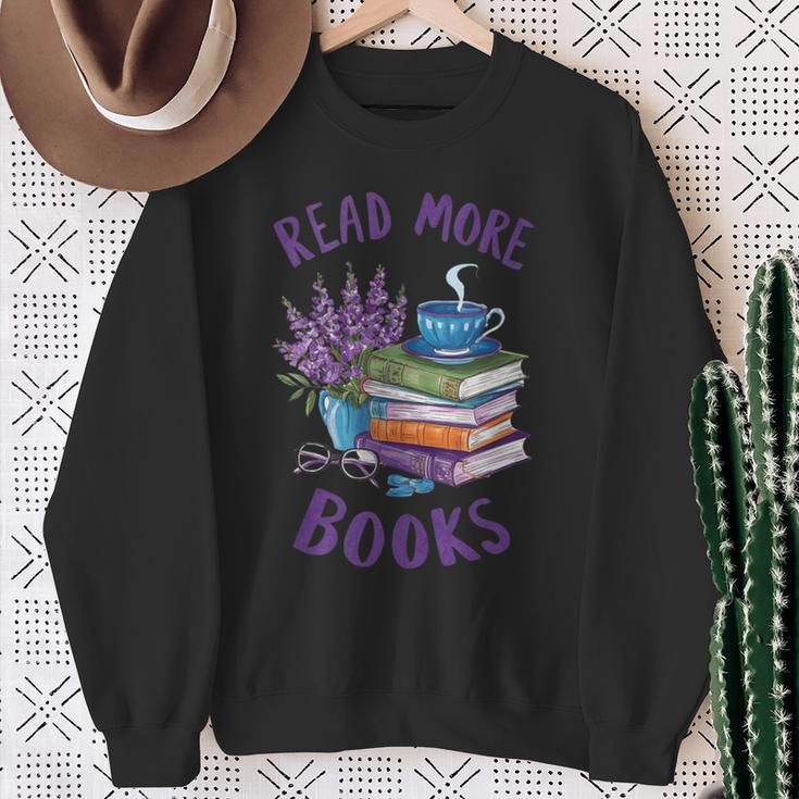 Read More Books Floral Book Reader Art Reading Lover Quote Sweatshirt Gifts for Old Women