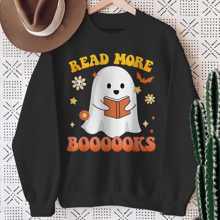 Read More Books With Ghost For Halloween Teacher Costume Sweatshirt Gifts for Old Women