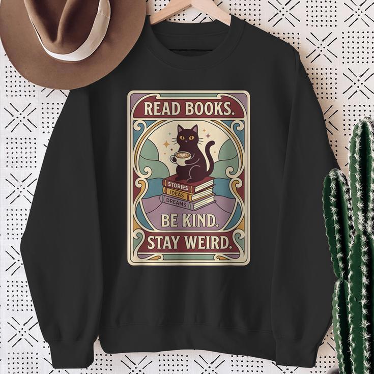 Read Books Be Kind Stay Weird Cat Tarot Card Coffee Reading Sweatshirt Gifts for Old Women Read Books Be Kind Stay Weird Cat Tarot Card Coffee Reading Sweatshirt Gifts for Old Women
