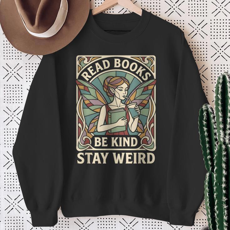 Read Books Be Kind Stay Weird Tarot Fairy Coffee Reading FAE Sweatshirt Gifts for Old Women
