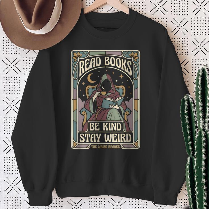 Read Books Be Kind Stay Weird Tarot Reaper Coffee Reading Sweatshirt Gifts for Old Women