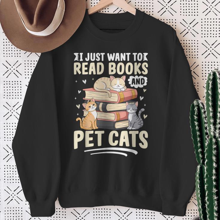 Read Books And Pet Cats Cat Lover Women Girls Kids Sweatshirt Gifts for Old Women