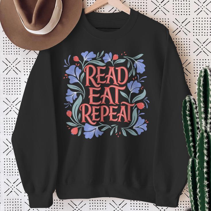 Read Eat Repeat Book Club Readers Book Lovers Sweatshirt Gifts for Old Women
