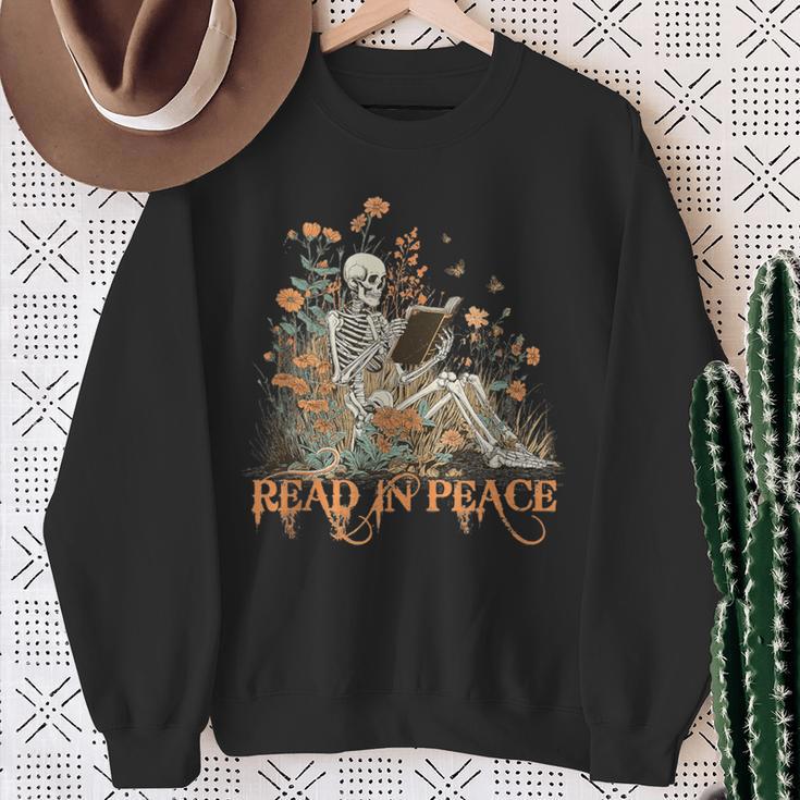 Read In Peace Skeleton Reading Book Halloween Bookish Sweatshirt Gifts for Old Women Read In Peace Skeleton Reading Book Halloween Bookish Sweatshirt Gifts for Old Women