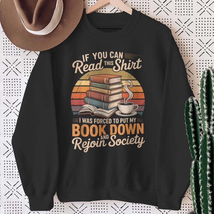 If You Can Read This Shirt Book Down Sweatshirt Gifts for Old Women