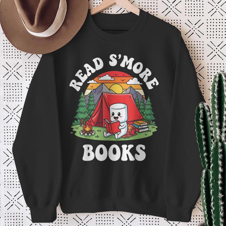 Read S'More Books Camping Marshmallow Outdoor Reading Sweatshirt Gifts for Old Women