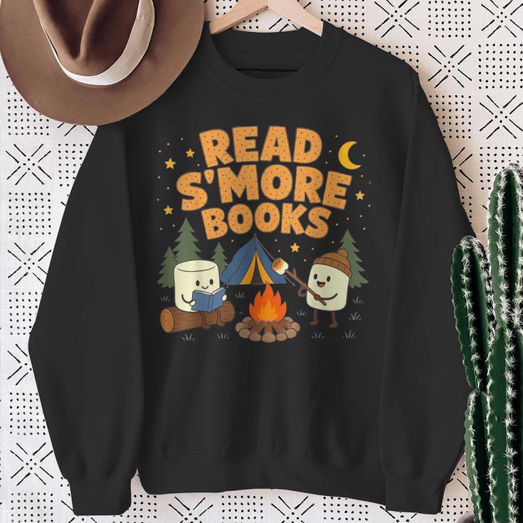 Read S'More Books Camping Outdoors Travel Campfire Smores Sweatshirt Gifts for Old Women