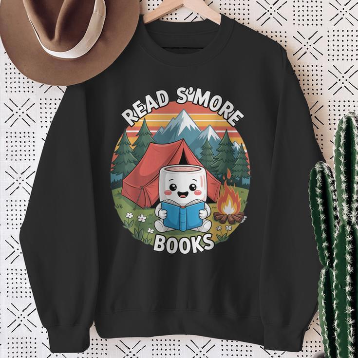 Read Smore Books Cute Marshmallow Camp Reading Library Kids Sweatshirt Gifts for Old Women