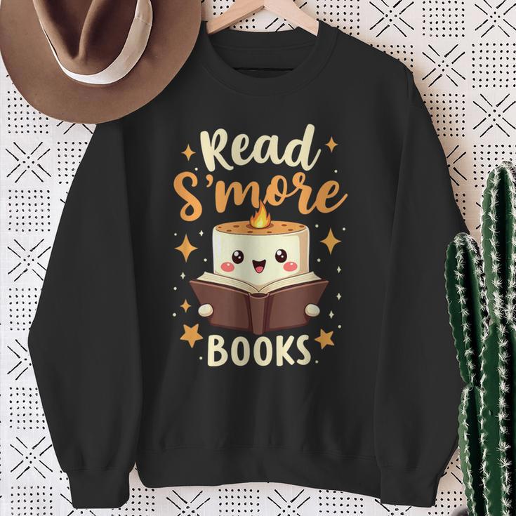 Read S'More Books Reading Campfire Camping Sweatshirt Gifts for Old Women