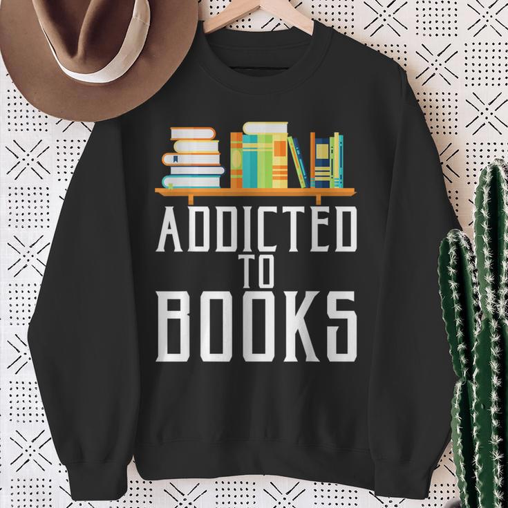 Reader & Library Apparel Addicted To Books Book Lover Sweatshirt Gifts for Old Women