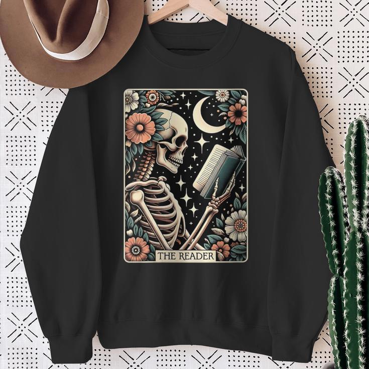 The Reader Tarot Card Skeleton Reading Book Bookworm Bookish Sweatshirt Gifts for Old Women The Reader Tarot Card Skeleton Reading Book Bookworm Bookish Sweatshirt Gifts for Old Women