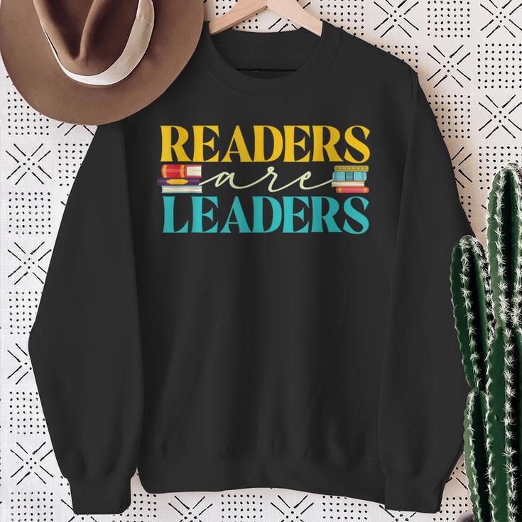 Readers Are Leaders Books Librarian Library Book Lover Sweatshirt Gifts for Old Women