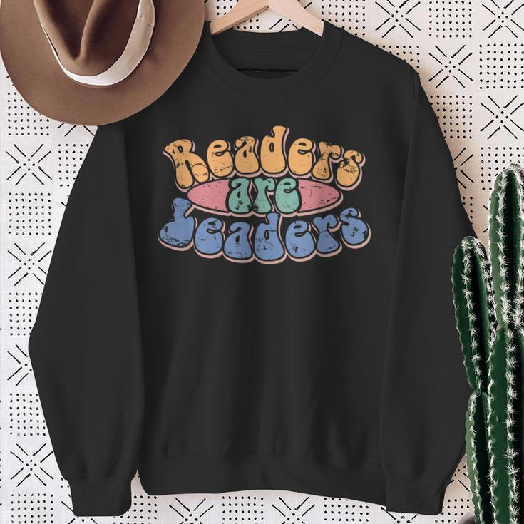 Readers Are Leaders Men Women Kids Reading Book Lover Sweatshirt Gifts for Old Women