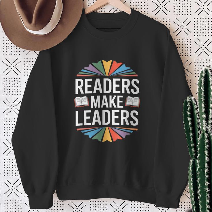 Readers Make Leaders Saying Book Lovers Sweatshirt Gifts for Old Women