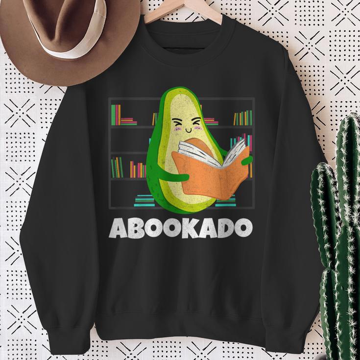 Reading Avocado Book School Librarian Abookado Sweatshirt Gifts for Old Women