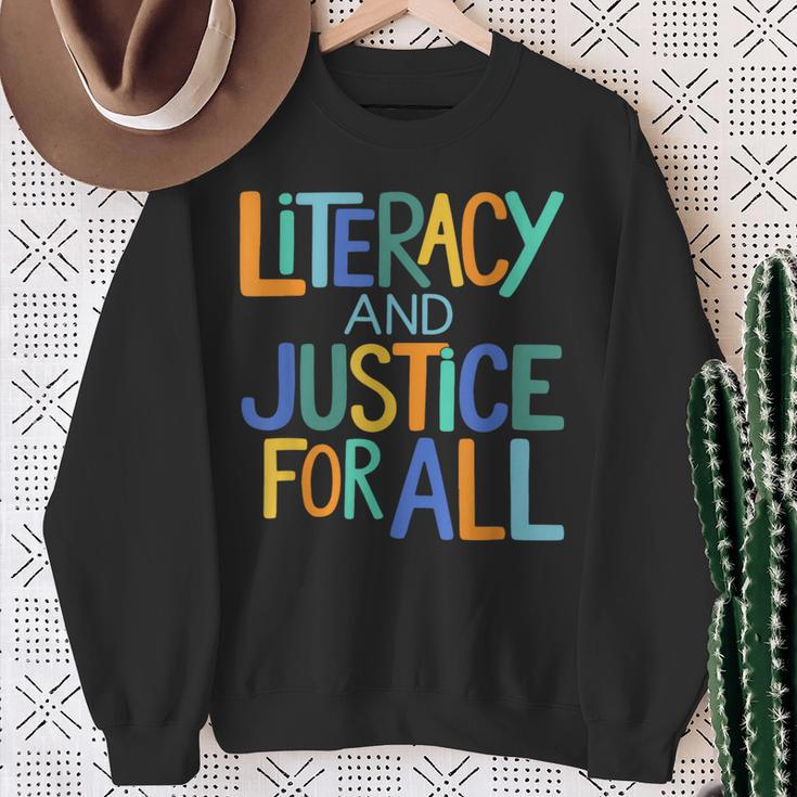 Reading Book Club Literacy And Justice For All Librarian Sweatshirt Gifts for Old Women
